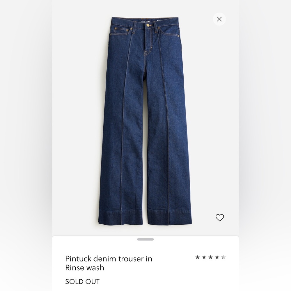 J.Crew Pintuck Wideleg Denim Jean Trousers